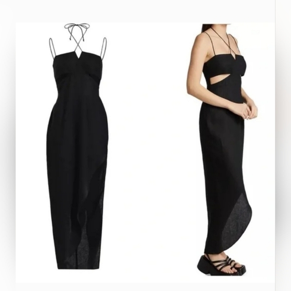 NWT RUMER THE LABEL Freya Black Linen Maxi Cut Out Dress| small | Revolve NWT - Picture 5 of 9
